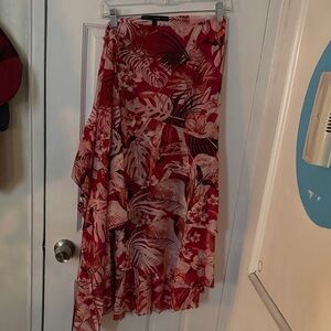 White House Black Market Red and Pink Skirt wrap size 6